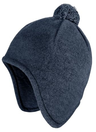 maximo GOTS MINI-Inkmütze, Wollfleece Jerseyfutter, Pompon