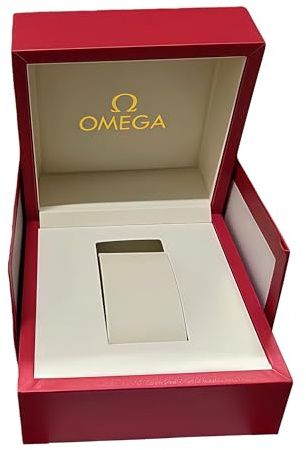 ROUREOX Universelle Uhr Präsentation Box Rot Kunstleder Außen Creme Innen Kissen Aufbewahrung Organizer Uhrenkasten für Omega