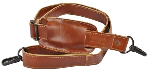 LECONI breiter Trageriemen Echt Leder Schulterriemen breiter Schultergurt für Taschen Umhängegurt längenverstellbar 3,5x150cm cognac LEC-R3