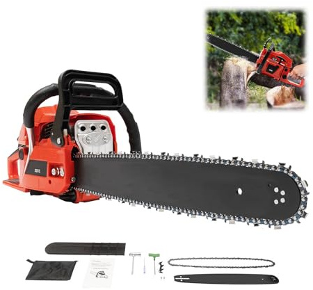 HUOMMGS 52CC Motorsäge Benzin 2200W Kettensäge Benzin 2 Takt Motor Professionell Motorsäge mit 20 Zoll Schwertlänge Upgrade Ketten Säge mit Seilzugstarter Baumpflegesäge für Gartenarbeiten