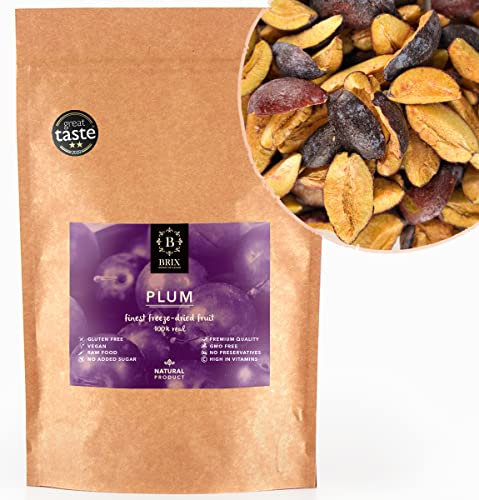 BRIX Freeze Dried Plum | 100% Natural Dried Plum Slices 105g | Great Taste Award Dried Fruit | Non-GMO, Gluten Free, Vegan & Vitamins Retained