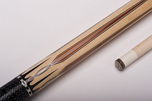 MIT MF1-018 Billard-Queue für Poolbillard, 2-teilig, mit Klebeleder, Vollholz-Oberteil, Leinen-Griffband, inkl. Gewindeschoner