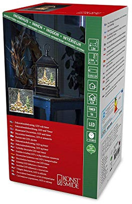 Konstsmide LED Schneelaterne mit Kirche und Weihnachtsmarkt, wassergefüllt, wählbare Energieversorgung, mit 5h Timer, warm weiße Diode, 4.5V Innentrafo/batteriebetrieben, Innen-4350-000, ‎Mehrfarbig