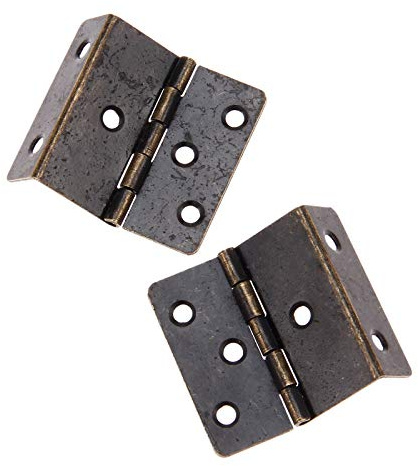 Yetaha 2PCS Three Fold Retro Hinges, Decorative Box Hinge, Antique Bronze | Vintage Hinges with 12 Screws for Small Chest, Cabinets, Doors and Wooden Storage Boxes