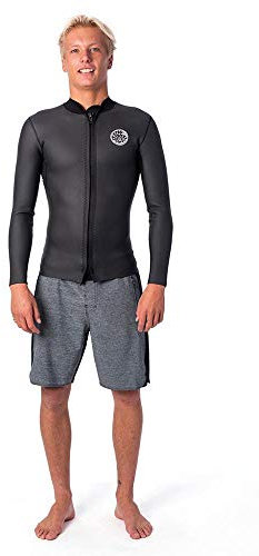 RIP CURL Veste de 1.5mm néoprène Hommes Dawn Patrol Front Zip 1.5mm - Noir - Stretch Facile - Front Zip Durable