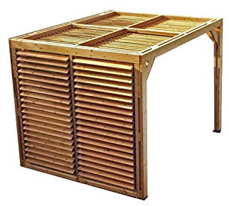 Habrita - Pérgola de madera maciza tratada – Techo y pared en ventales Mobiles – 313 x 234 cm