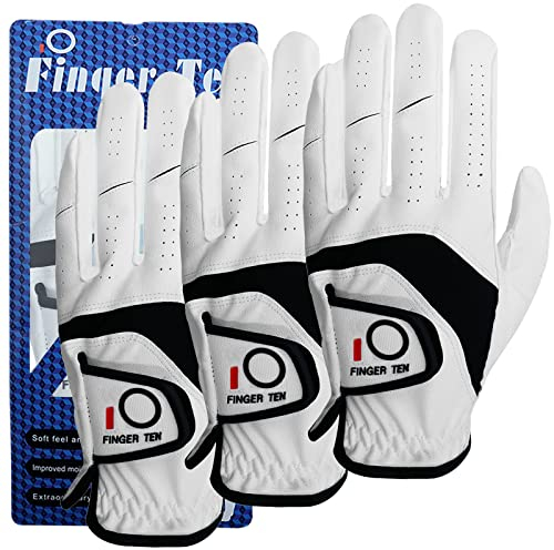 Amy Sport Golf Gloves Men Left or Right Hand 3 Pack (White, Small, Left)