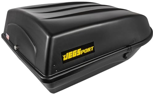 JEGS Rooftop Cargo Carrier for Car Storage - Large Roof Rack Cargo Carrier - Front Hinge/Rear Lock - Rear Opening Weatherproof Storage - Made in USA - 18 Cubic Ft - 110 Lb Capacity - Aero Design