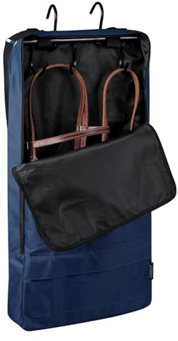 Harrison Howard Bridle/Halter Bag – Waterproof 600D Horse Tack Storage, Hanging Organizer with Multi-Hook Design, Protects Bridles & Reins-Navy