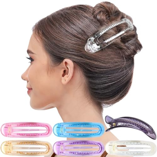 RC ROCHE 6 Stück Entenschnabel Haarspange Flach Damen, Medium Transparent | Ovaler Clip, Duckbill Hair Clips, Flache Haarklammer, Kein Knick, Liegt Flach am Kopf, French Twist, Dutt, Rutschfest, Arbeit