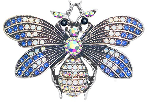 KristLand Broche Abeille/Papillon/Papillon - Série d'insectes - Cristal coloré - Design Vintage - Plusieurs méthodes de Port - avec boîte à Bijoux