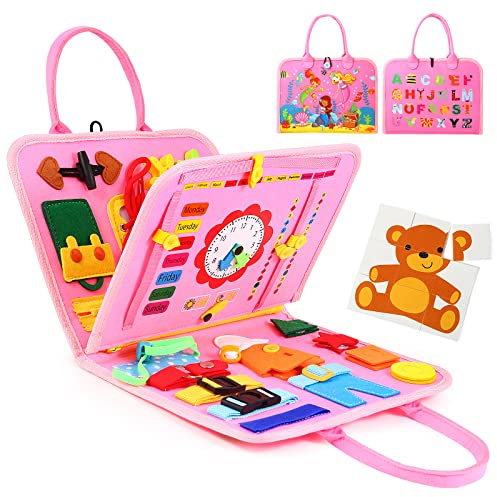 Hooku Busy Board ab 1 Jahr, Activity Board ab 2 Jahre, Montessori Spielzeug ab 3 Jahre, Sensorik Motorikspielzeug, Reise für Flugreisen Kleinkind, Geschenk