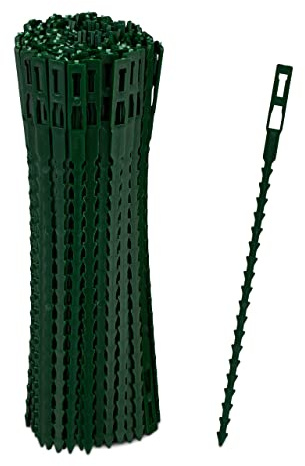 Relaxdays Pflanzenbinder, 200er Set, 17 cm, verstellbare Pflanzenhalter, wiederverwendbar, Befestigung Pflanzen, grün