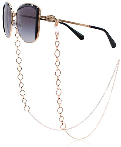 GERNEO® – Tokio – Premium Brillenkette & Brillenband in vielfältigen Farben aus 18 Karat Gold oder 925er Silber – mit kleinen Gliedern & Ringen (rosegold) – für Lesebrillen & Sonnenbrillen