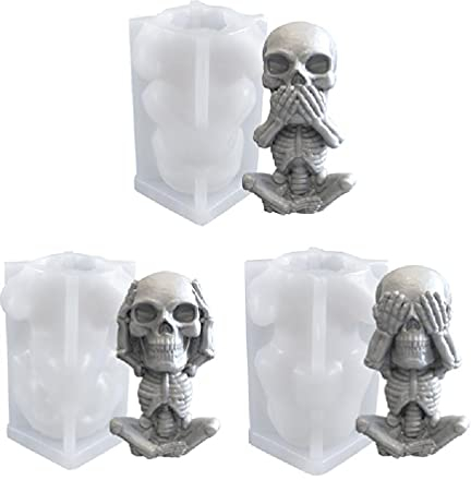 Moule en résine époxy 3D en forme de tête de mort pour bougie - Moule en silicone pour Halloween - Grand plateau en résine