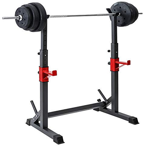 Hantelbank Siamese Squat Rack, multifunktionale Heim-Fitness-Hantelbank für Krafttraining, verstellbare Höhe, Breite, Squat-Ständer, Langhantel-Rack, Bankdrücken-Rack