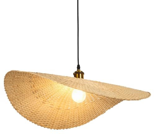 GUANSHAN Creativo Big Leaf Tessitura Di Bambù Lampada a Sospensione Stile Naturale Lampadario Di Bambù Lampada a Sospensione Luce a Sospensione Lampadario Decorativo Per Soggiorno, Sala Da Pranzo