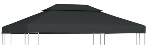 ShGaxin Tenda da gazebo a 2 livelli 310 g/m² 4 x 3 m grigio antracite, tetto pergolato, copertura di ricambio per gazebo, telone per gazebo, tettoia per tende, ricambio per tende, copertura di