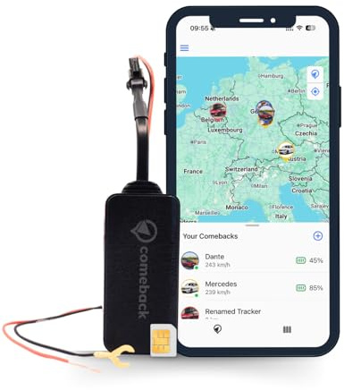 Comeback 4G GPS-Tracker für Auto, Motorrad, Wohnmobil, LKW mit Magnethalterung, Integrierte SIM-Karte, Live-Tracking-App für Android/iOS, Geschwindigkeits & Geofence-Warnungen, Lange Akkulaufzeit