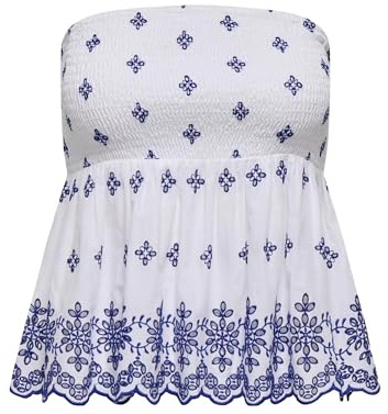 Onllou Life Emb Bandeau Top WVN, Ljus vit, XS