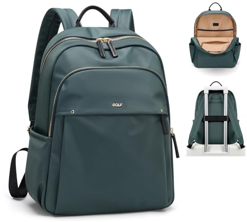 GOLF SUPAGS Mochila de Mujer para Portátil de 14 Pulgadas Impermeable Mochila Daypacks Mochilas para Universidad Trabajo Viaja (Verde Oscuro)