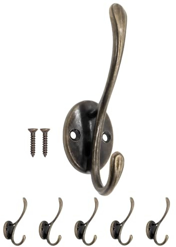 Fuxxer 5x Klassische Garderoben-Haken aus Eisen im Vintage Design, bronze