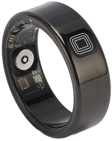 Anillo Inteligente con Pantalla Táctil, Anillo de Seguimiento de Actividad Física IP68 Resistente Al Agua de Acero Inoxidable Múltiples Modos Deportivos, Estuche de Carga de 300