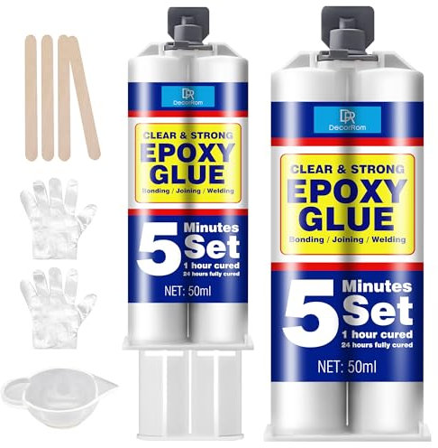 Epoxy Glue 100ml - Clear 2 Part Epoxy Glue, Super Tough and Durable - 5 Minute Adhesive for Fast Repair - 1:1 Ratio Fast Cure Adhesive Welding for Wood, Metal, Plastic, Glass, Ceramic, Fabric