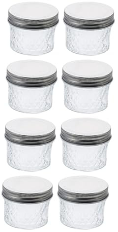 PRETYZOOM Set 8 Pezzi Barattoli Ermetici in Vetro da 100ml Ampia Bocca e Chiusura Sicura per Conservare Sciroppo, Marmellata e Alimenti in Cucina