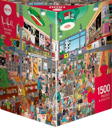 Record Store: 1500 Teile | Cooler Plattenladen mit Vinyl-Klassikern, Musikfans & detailreichen Szenen, 80 x 60 cm