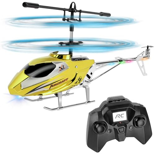 Aolso Guld Radiostyrd Helikopter för Inomhus, Minihelikopter med Ljus, Present till Barn och Nybörjare