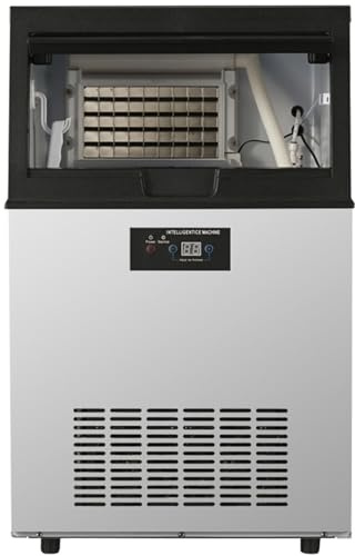 SHENGSHIYU Professional Machine à Glaçons,Acier Inoxydable,235 W,80 kg / 24 h,Branchement à l’Eau Courante,Épaisseur de Glace Réglable,1 Pelle à Glace,Filtre,Tuyau D’entrée et de Vidange Chacun