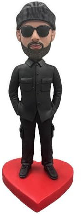 mydedor Traje negro personalizado Bobblehead – Regalo personalizado 2025, figura formal hecha a mano, decoración única de escritorio, recuerdo del día del padre, hecho a partir de tu foto