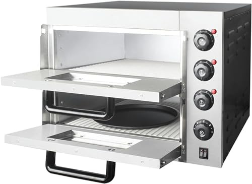 XSDAJSD Four à Pizza électrique Professionnel à Deux étages avec Base en Pierre, 3 KW, avec minuterie