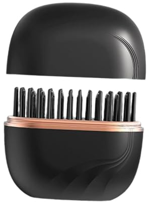 Brosse Lissante Sans Fil, Brosse Lissante pour Cheveux 2000mAh, Mini Lisseur Sans Fil Rechargeable, Peigne Chauffant à 3 Températures (160-200°C), 30S Chauffe Rapidement, Brosse Chauffante, Noir