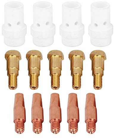 Kikumi 14 Delars Spets Gasspridare Spetshållare Set för Binzel 36KD MIG Svetsbrännare (Ledande spets 0,8 mm)