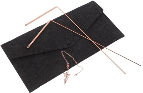 AKOOSY Tige de Radiesthésie en Laiton avec Paquet en Feutre Portable pour Chasse Trésor et Détection D'énergie Spirituelle, Outil Multifonction pour Recherche d'eau et Métaux