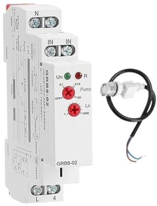 JSVTWTKH GRB8-01/02 Din Rail Twilight Switch Timer Light Sensor Relay AC110V-240V Auto ON Off(GRB8-01 AC110-240V)