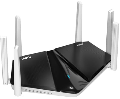PLERY AX3000 Routeur WiFi 6 Bi-Bande Routeur WiFi, 5 Ports Gigabit WAN/LAN | 5GHz et 2.4GHz MU-MIMO, 6 Antennes Routeur WiFi Puissant sans Fil, EasyMesh, IPv6, WPA3, Installation Facile
