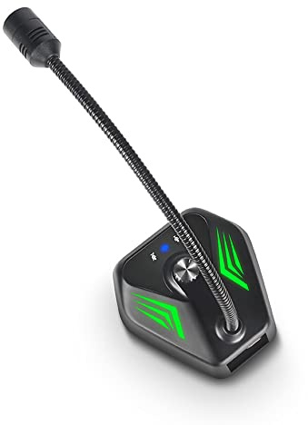 Almeigrity Microfono USB asta regolabile Microfono a condensatore collo flessibile Microfono a condensatore elettrico Microfono da tavolo RGB Controllo sensibile al tocco