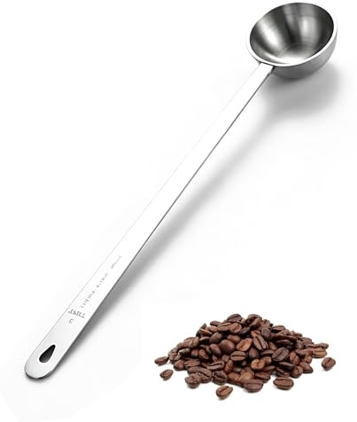 ZAMXHUG Cuchara de café de 30 ml, cuchara cafe, cuchara medidora de acero inoxidable con mango largo, 25 cm, cucharada larga de metal para café molido, frijoles, polvo, espresso