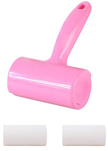 Boodtag Wiederverwendbar Fusselrolle Haustier Haare Fusselrollenhalter mit Ersatzrollen Tierhaar-Roller, Rosa, ideal für Haustierhaare, Haare, Fusseln, Haaren, Staub, Schuppen