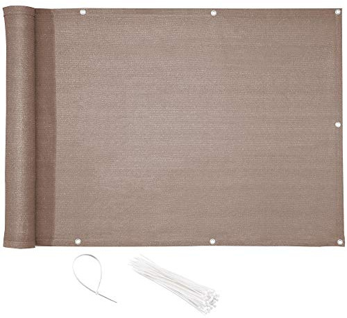 CelinaSun Brise-Vue Balcon 0,9 x 4 m HDPE Taupe Brise-Vue pour Balcon paravent bâche Jardin Balcon œillets Serre-câbles résistant aux intempéries