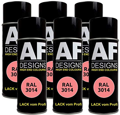 6 X RAL vernice spray per auto, colore rosa antico opaco RAL3014