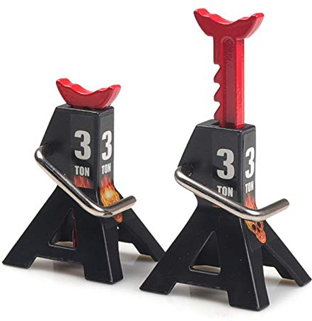 Katigan 2 Stuecke Metall 3 Tonnen Simulierte Wagenheber HHHen Verstellbare Reparatur Halterung Szene Werkzeug Hebe Jack für 1/10 TRX4 D90 CC01 RC Klettern Auto Schwarz