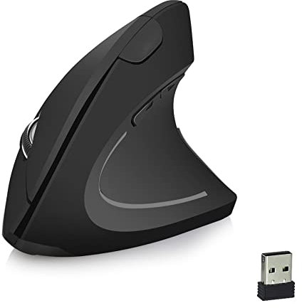 cigemay Wireless Ergonomic Mouse, 2.4GHZ Comfortable Grip Vertical Wireless Optical Mouse, Avoid Carpal Tunnel Syndrome, for Notebook and Desktop Computers