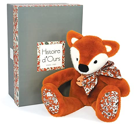 HISTOIRE D'OURS - Peluche Renard - Orange - 25 Cm - Collection Copains Câlins - avec Boîte Cadeau - Doudou Tout Doux - Idée Cadeau de Naissance et Anniversaire Filles et Garçons - HO3124