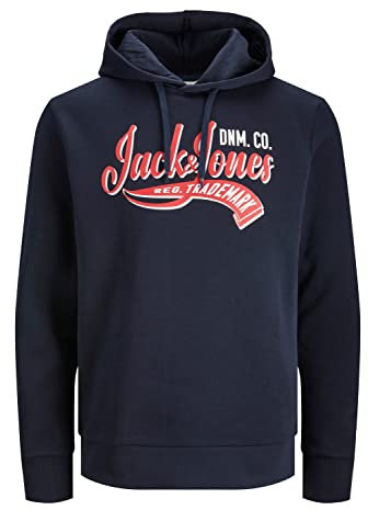 Bestseller A/S JJELOGO Sweat Hood 2 COL 23/24 NOOS huvtröja, marinblå blazer, S, marinblå blazer, S