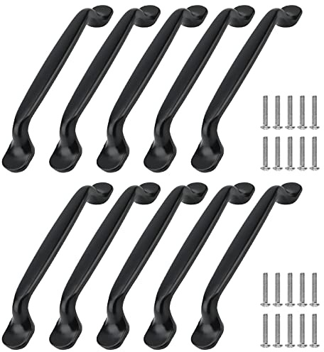 HAKZEON 30 Pack Mattle Black Cupboard Pull Handles, 128mm Hole Spacing Kitchen Door Handles Cabinet Handles for Drawer Closet Door