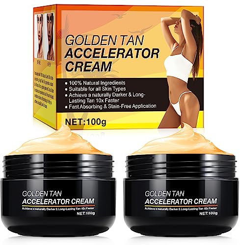 2pcs 100g Tanning Accelerator Cream, Long-Lasting Rapid Tanning Cream, Effective in Sun-Beds & Outdoor Sun, Achieve a Natural Tan with Natural Ingredients